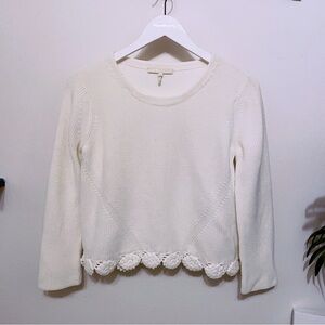maje off white embroidered knit top
